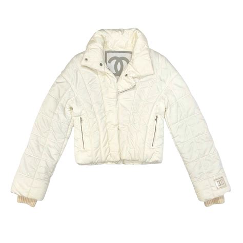 chanel white puffer jacket|chanel jackets.